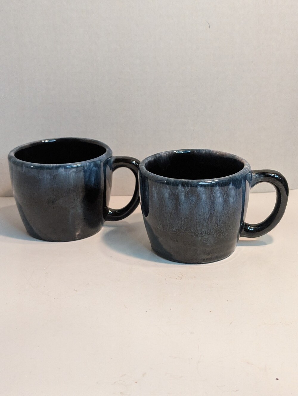 Two Vintage Blue Mountain Pottery Mug Classic Blue Drip Glaze Canada